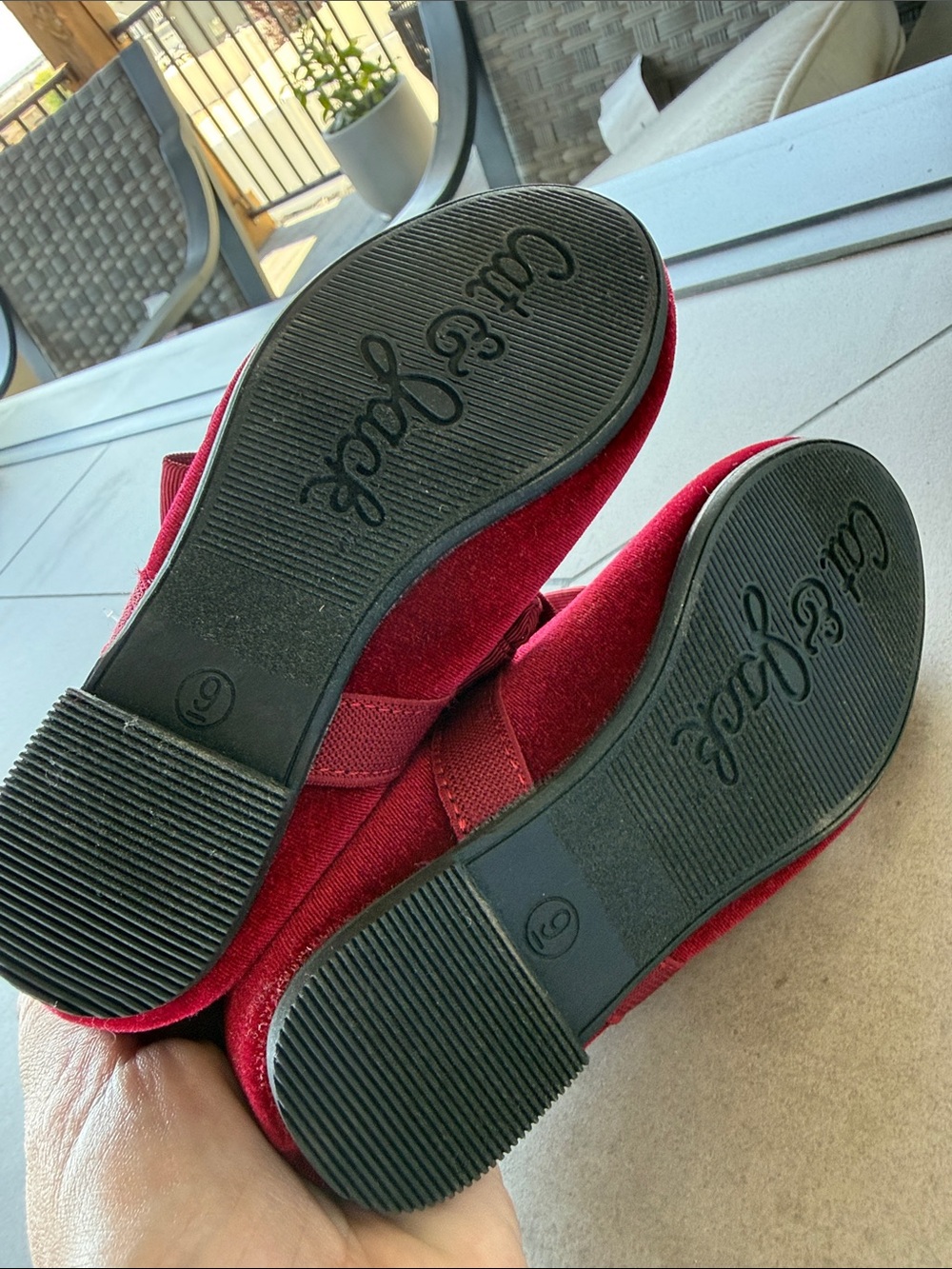 NWT Cat & Jack Velvet Burgundy Bow Accent Flats - Picture 4 of 4